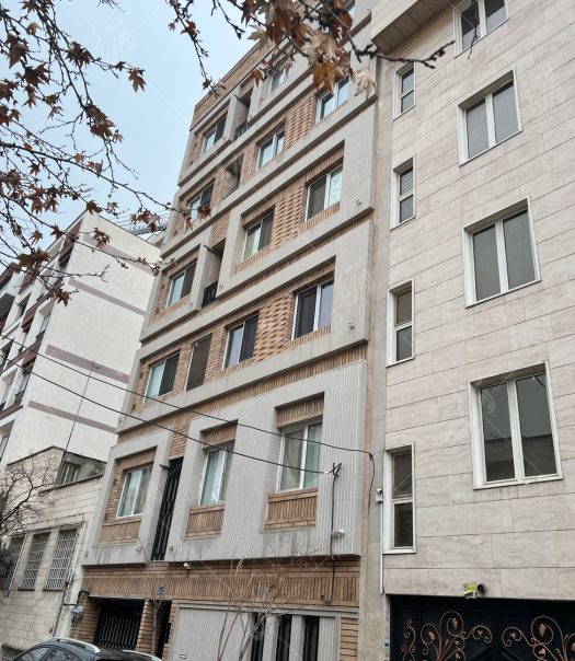 نمای ترکیبی ساختمان با آجر کرم و طوسی
